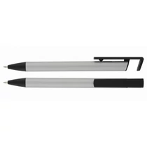 Alumínium golyóstoll mobiltartóval - Ezüst