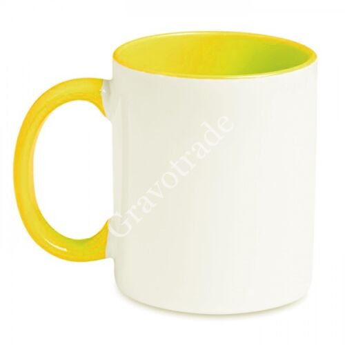 Szublimációs színváltós  kávés bögre, fehér / sárga