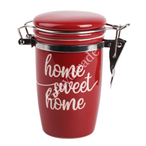 Kerámia csatos üveg "home sweet home" felirattal, piros  2,6 dl
