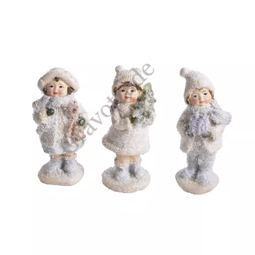 Műgyanta figurák ,téli gyerekek fehér M3 db