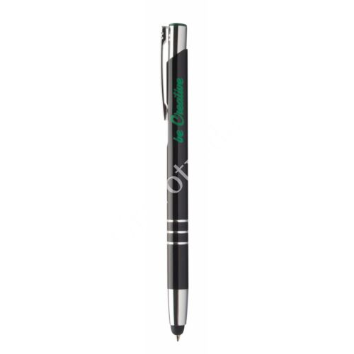 3 gyűrűs fém érintőképernyős toll ,színes gravírral - Zöld