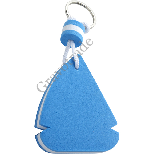 Vitorlás alakú habszivacs kulcstartó kék/fehér